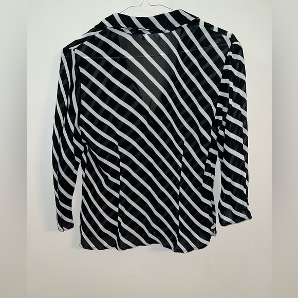 White House Black Market sheer striped blouse - Picture 2 of 4